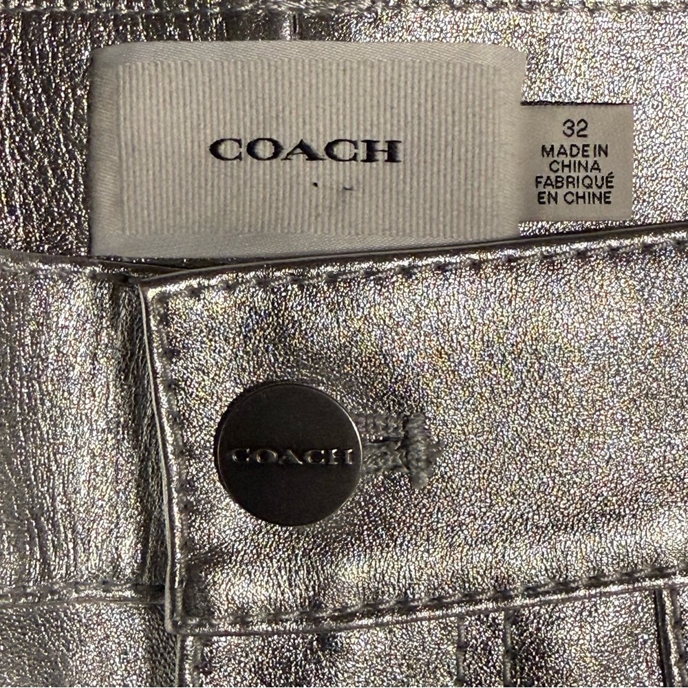 Coach metallic silver leather shorts - Picture 5 of 9